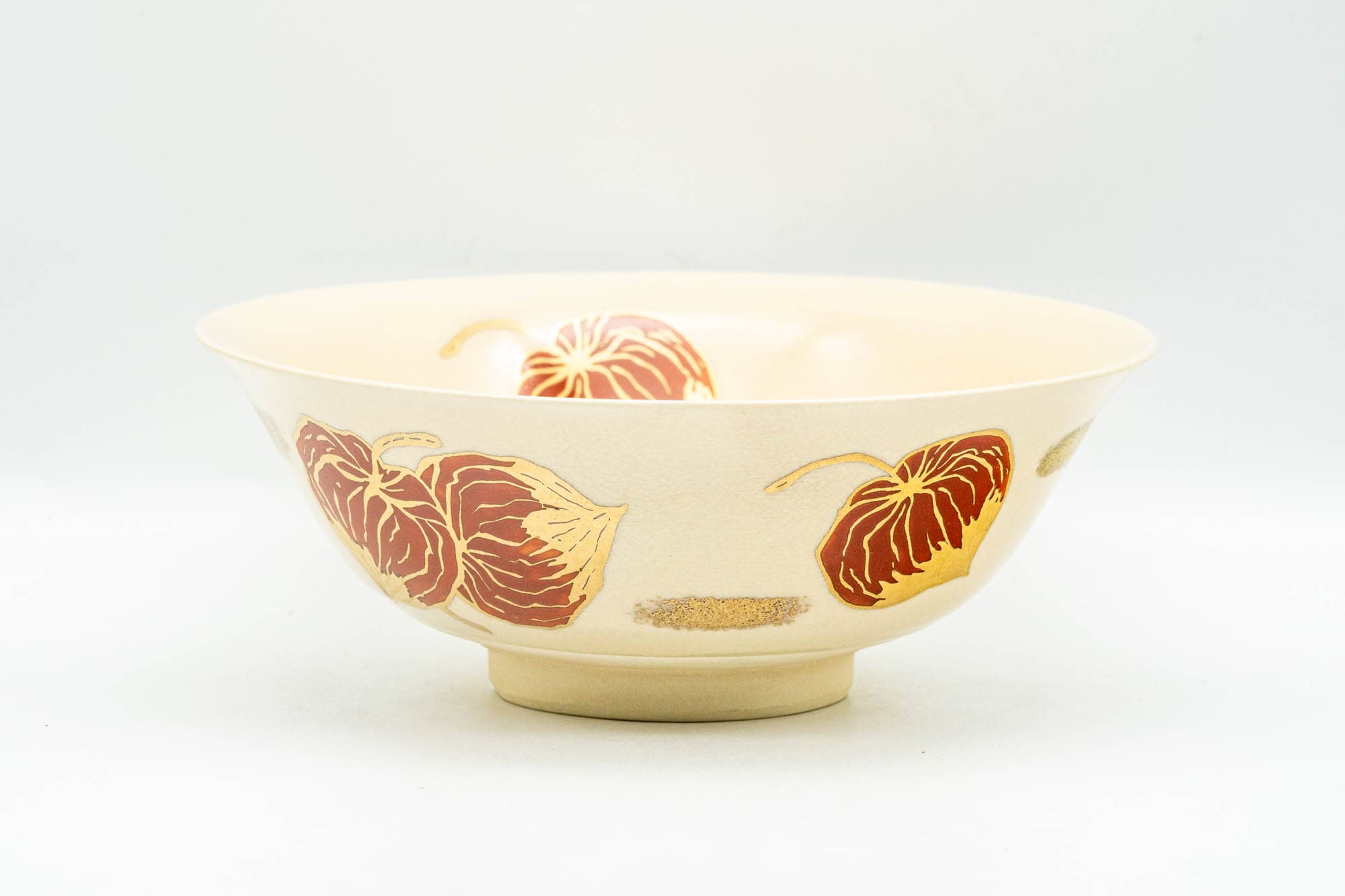 Japanese Matcha Bowl - Gold Red Peppers Kyo-yaki Summer Chawan - 150ml