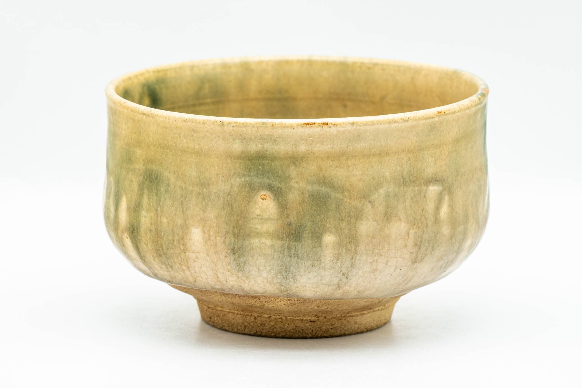 Japanese Matcha Bowl - Green Yellow Drip-Glazed Chawan - 350ml
