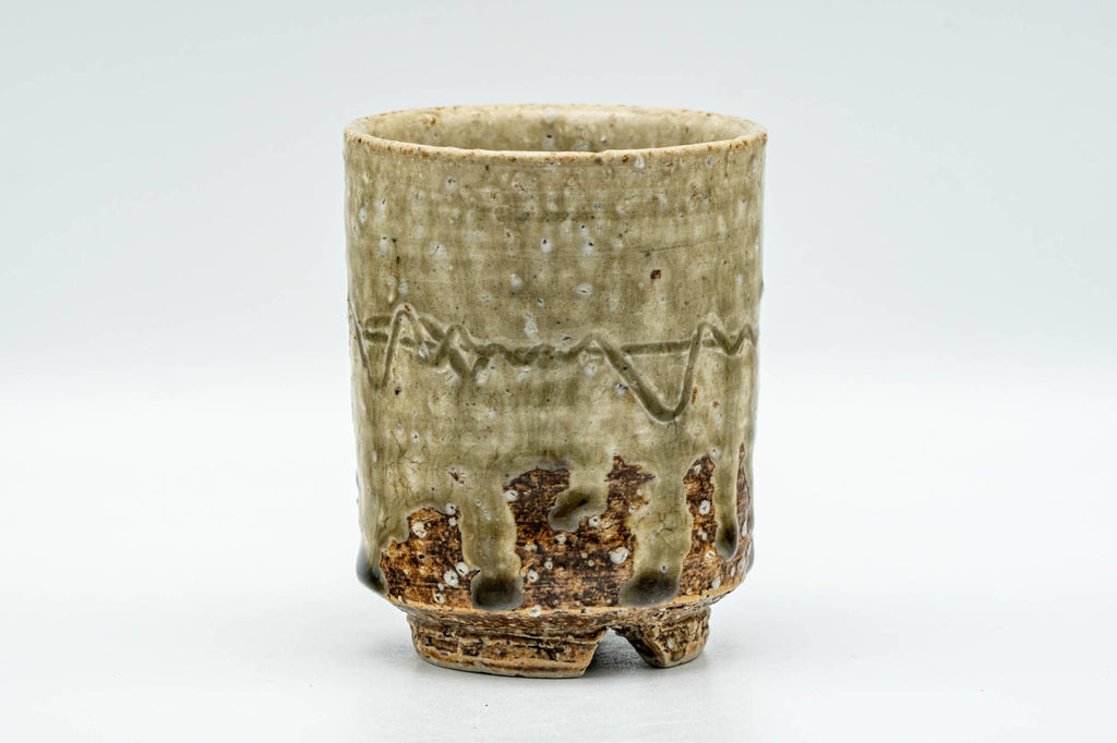 Japanese Teacup - Large Textured Green Drip-Glazed Yunomi - 200ml