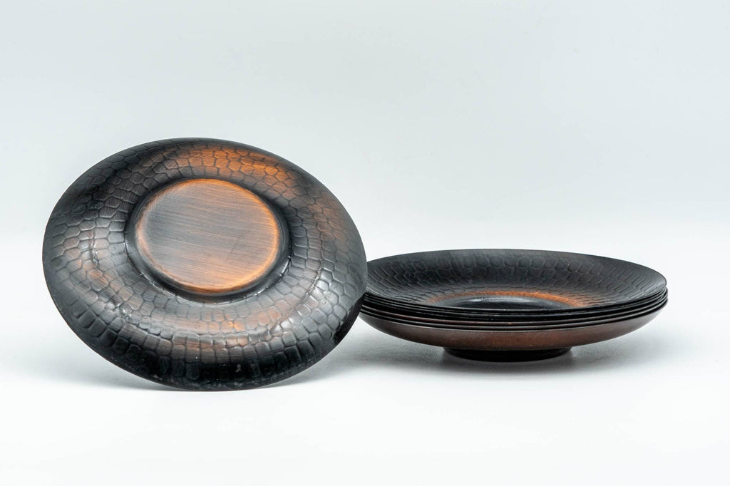 Japanese Chataku - Set of 5 Copper Hammered Tea Saucers