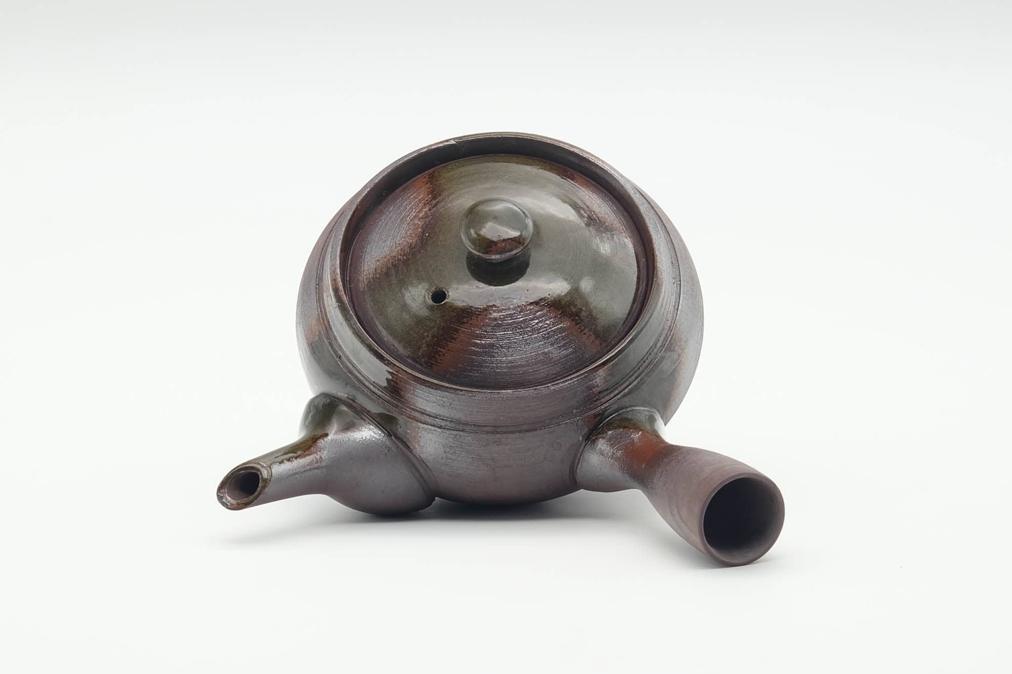 Japanese Kyusu - Ash Green Glazed Purple Banko-yaki Mesh Filter Teapot - 200ml