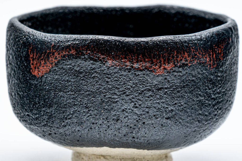 Japanese Matcha Bowl - Vintage Nodate Kuro Raku Chawan
