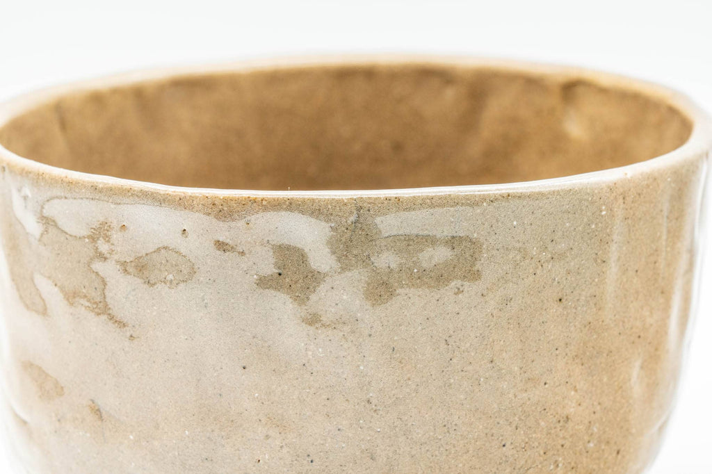 Japanese Matcha Bowl - 久 Beige Glazed Wabi-Sabi Badarai-gata Chawan - 300ml