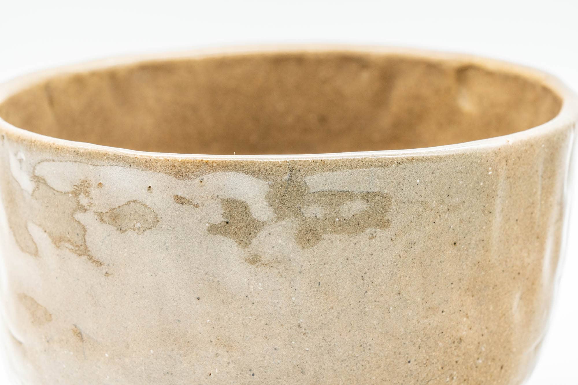 Japanese Matcha Bowl - 久 Beige Glazed Wabi-Sabi Badarai-gata Chawan - 300ml