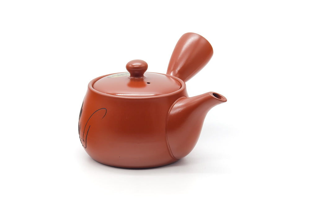 Japanese Kyusu - Long Grass Engraved Tokoname Mesh Teapot - 340ml