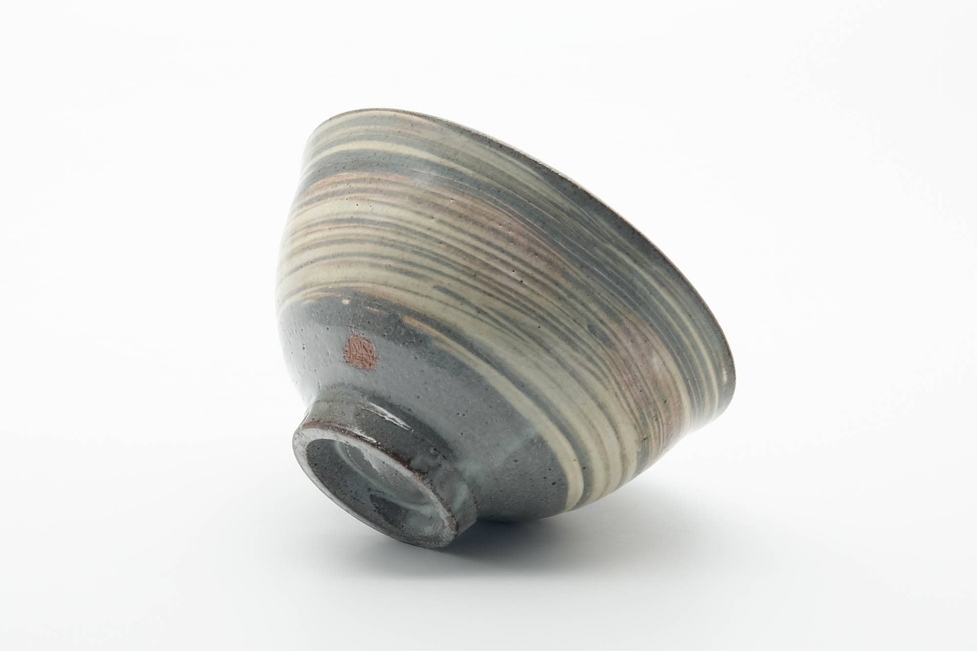 Japanese Matcha Bowl - Grey White Hakeme Glazed Chawan - 440ml