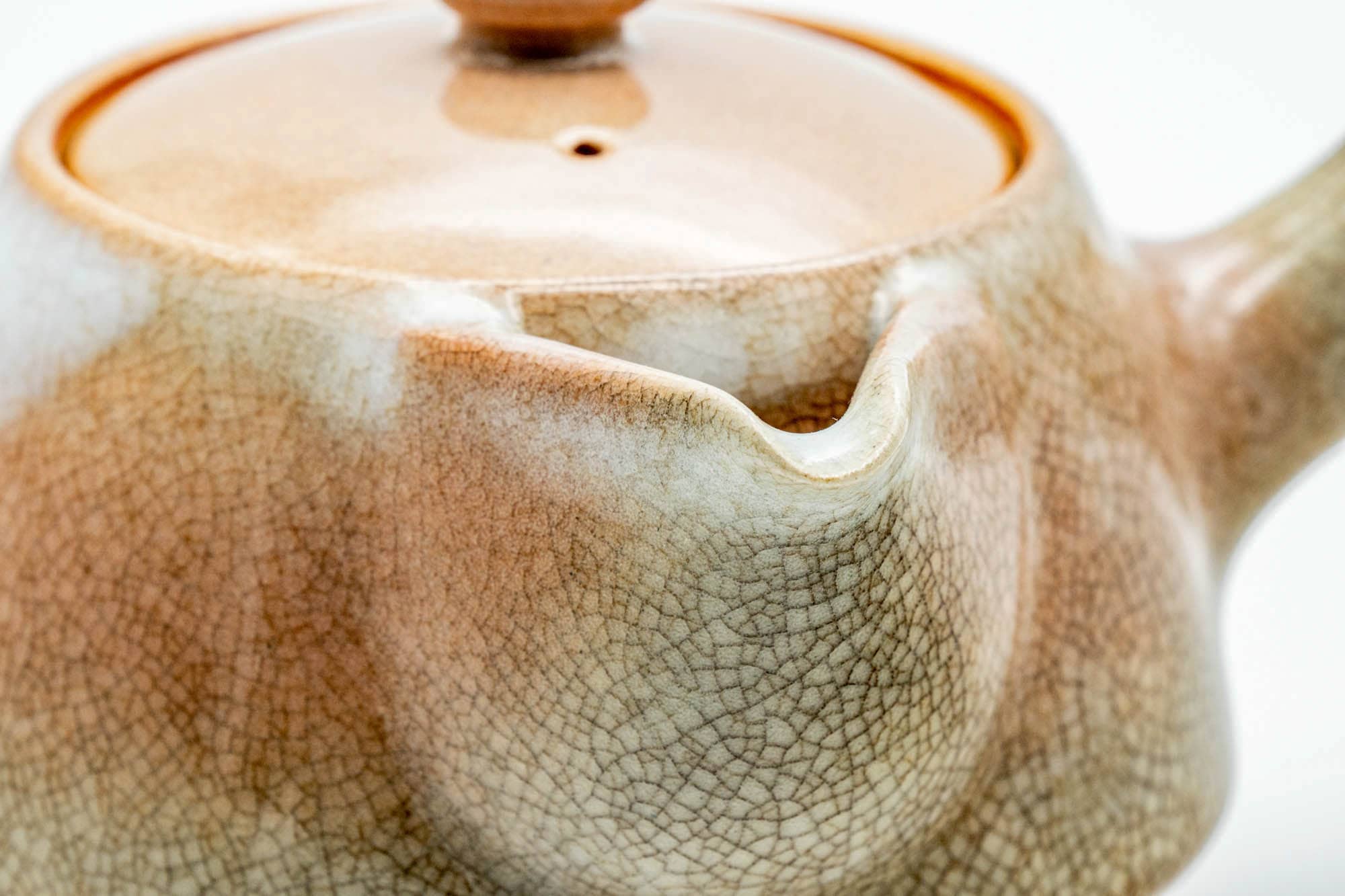 Japanese Kyusu - 天鵬山 Tsubaki Kiln - Beige Pink Weathered Hagi-yaki Ceramic Filter Teapot - 300ml