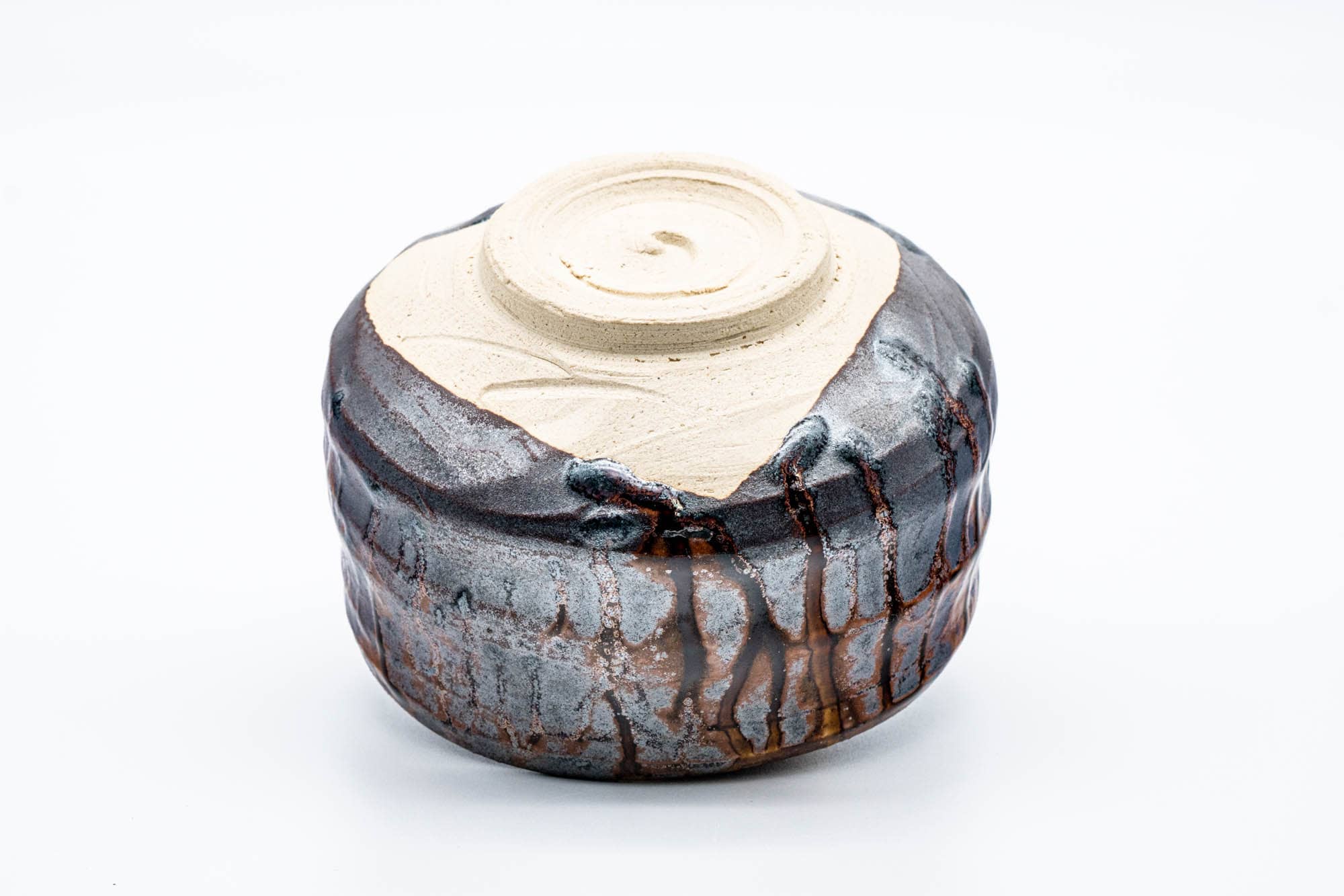 Japanese Matcha Bowl - Metallic Brown Drip-Glazed Chawan