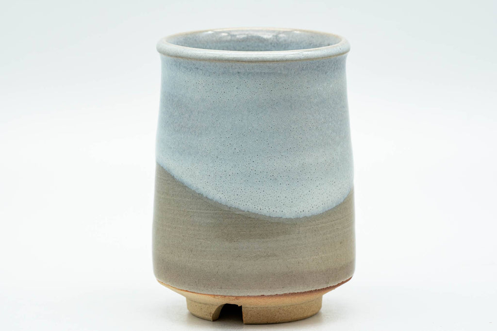 Japanese Teacups - Pair of Beige White Glazed Hagi-yaki Meoto Yunomi in Wooden Box