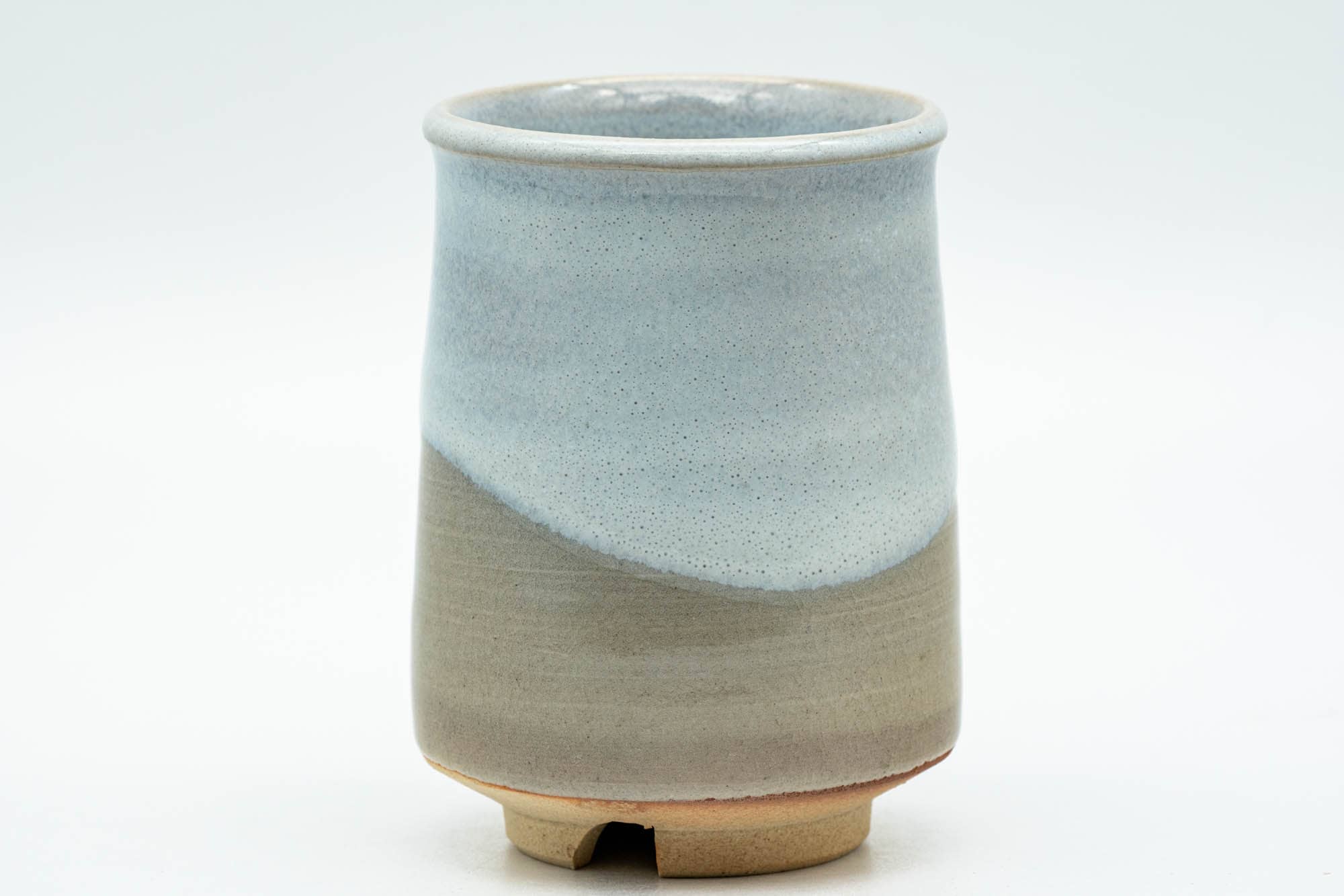 Japanese Teacups - Pair of Beige White Glazed Hagi-yaki Meoto Yunomi in Wooden Box