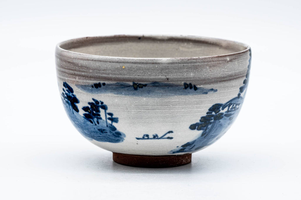 Japanese Matcha Bowl - Blue Hakeme Mountainous Village Kiyomizu-yaki Chawan - 300ml