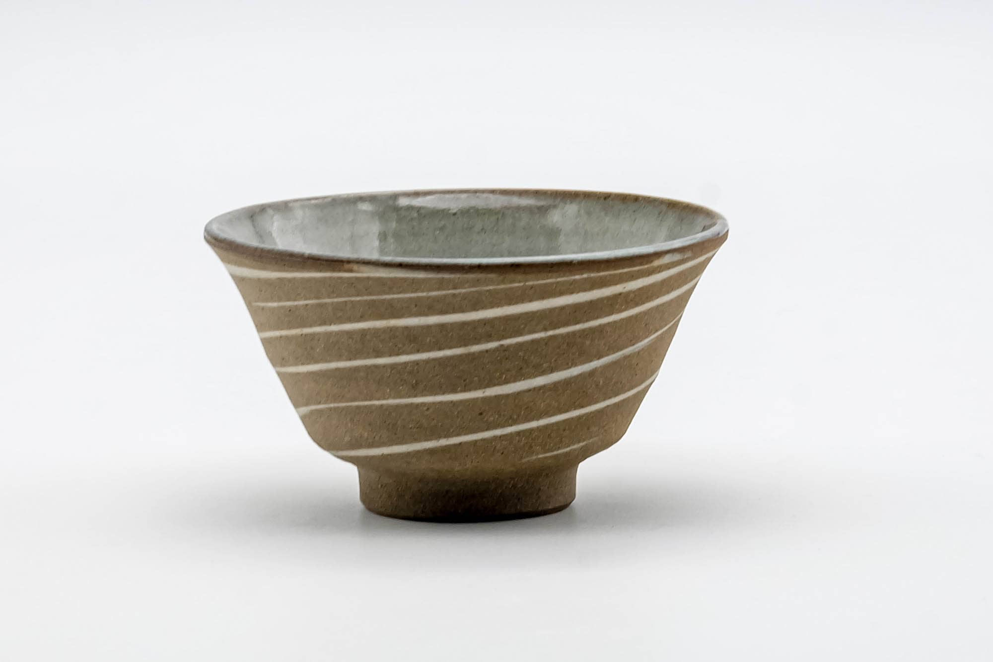 Japanese Teacup - Brown Spiraling Sage Interior Glazed Yunomi - 100ml