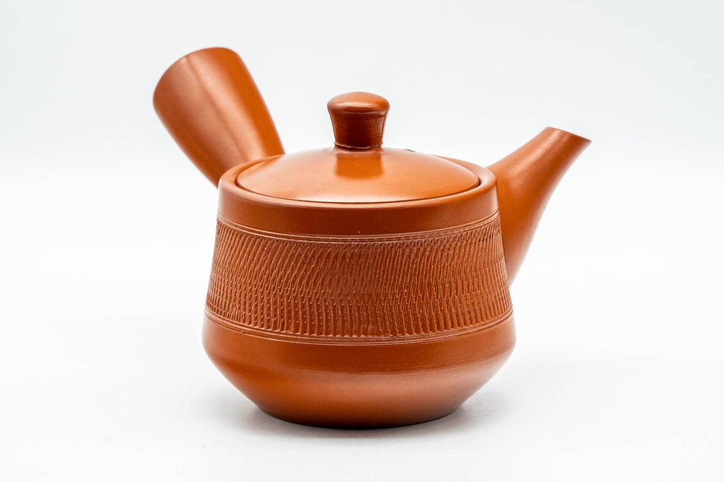 Japanese Kyusu - Red Shudei Tochiri Tokoname-yaki Mesh Teapot - 260ml