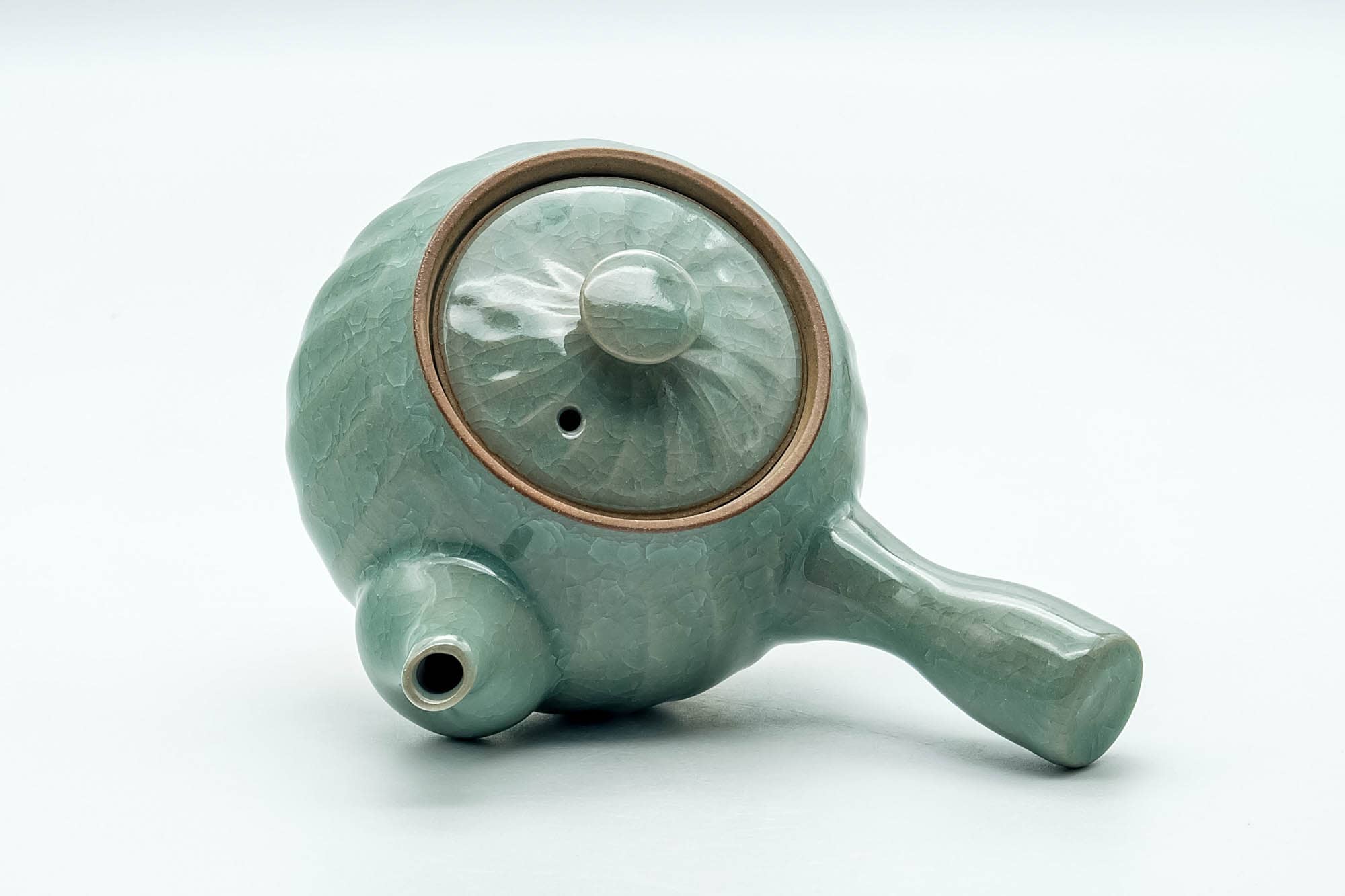 Japanese Tea Set - Green Celadon Glazed Kyusu Teapot with 5 Yunomi Teacups
