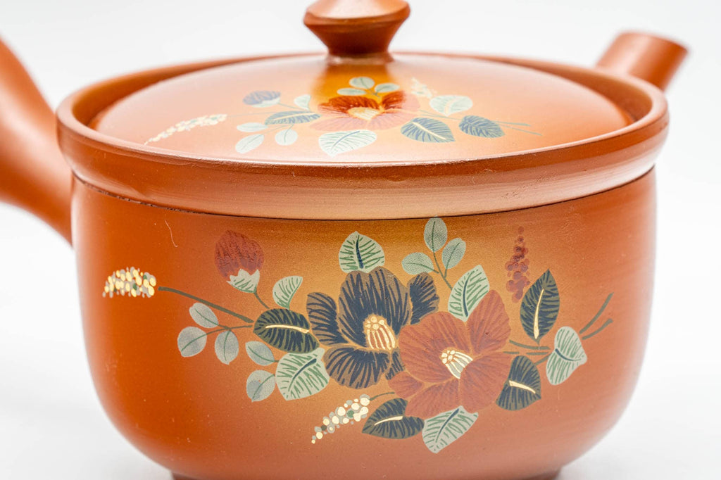 Japanese Kyusu - Floral Tokoname-yaki Mesh Teapot - 230ml