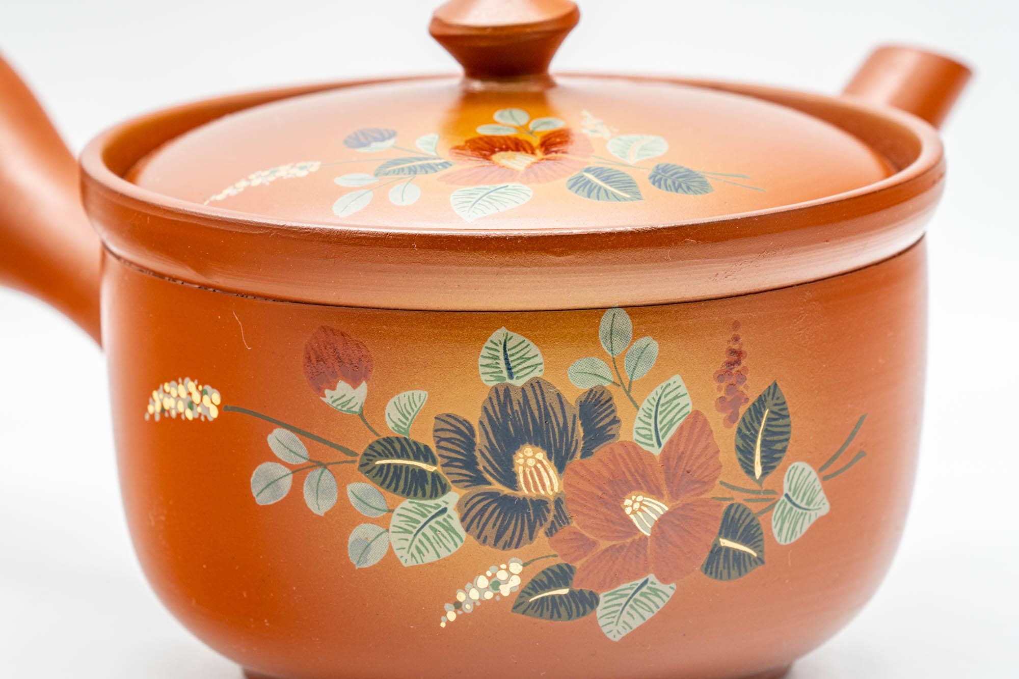Japanese Kyusu - Floral Tokoname-yaki Mesh Teapot - 230ml