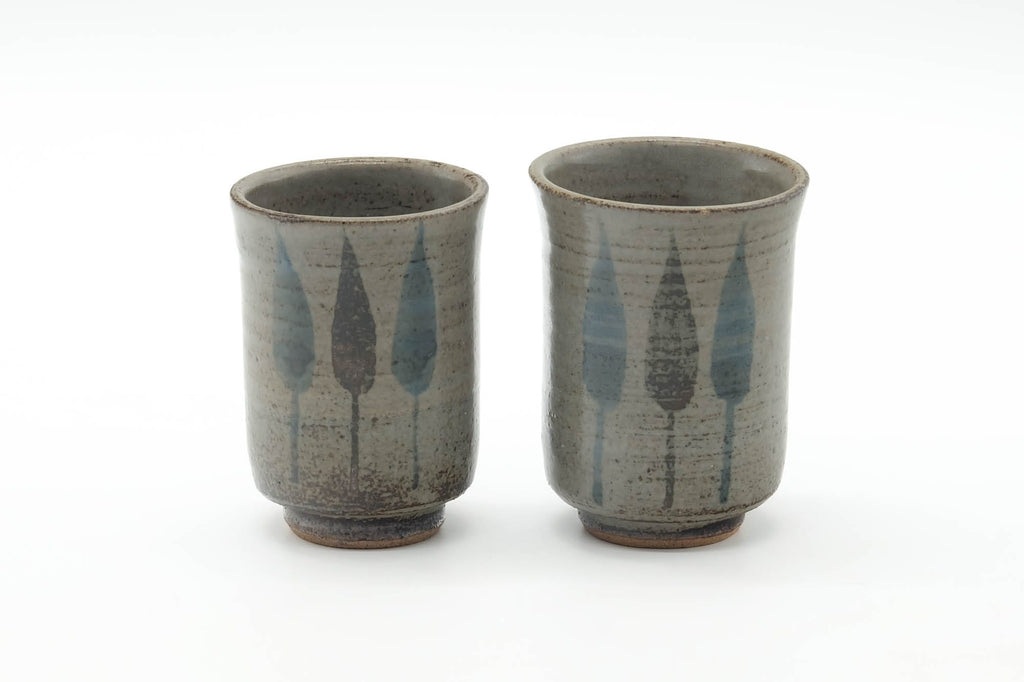 Japanese Teacups - Pair of Grey Glazed Meoto Yunomi - 120ml