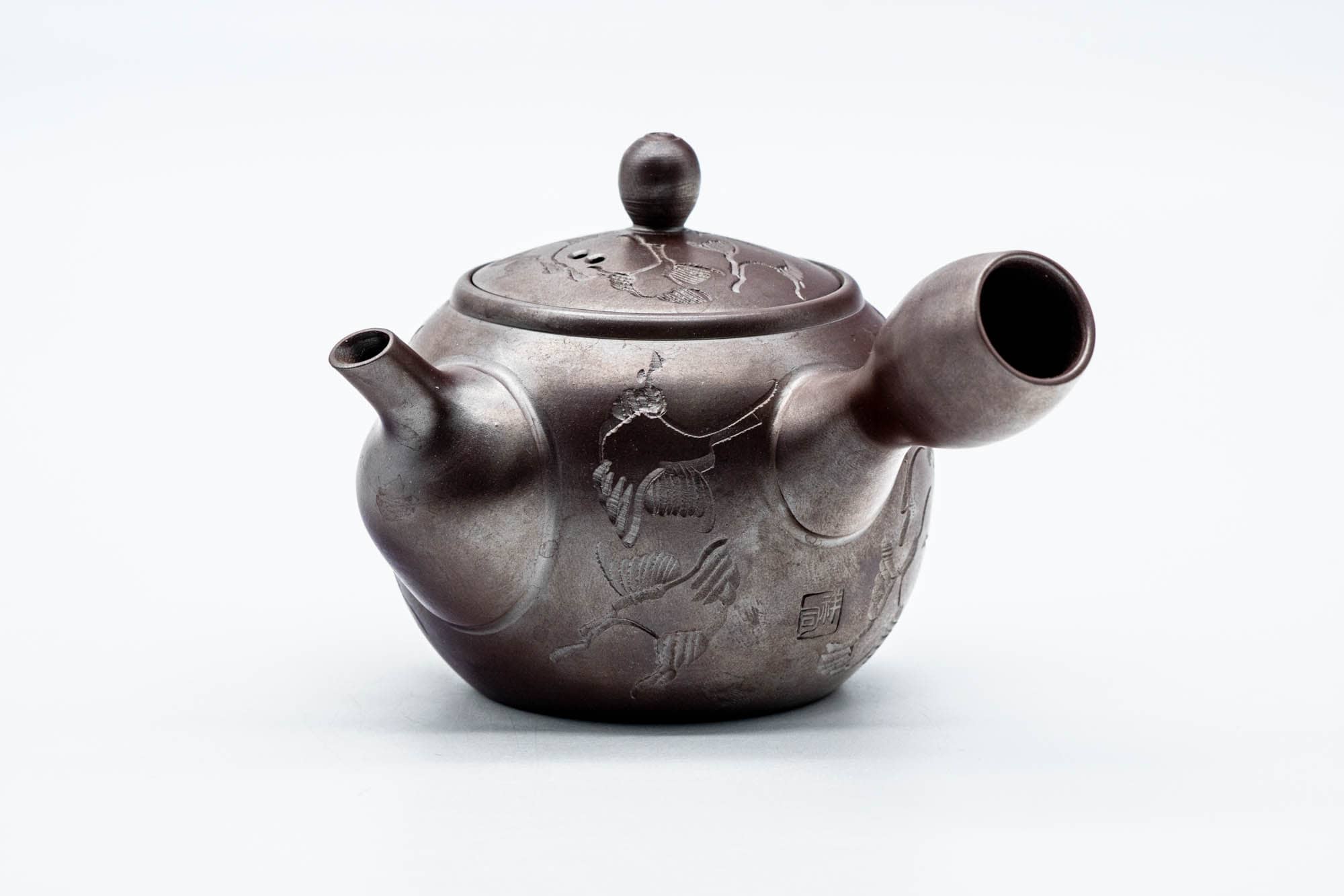 Japanese Kyusu - Engraved Birds Banko-yaki Ceramic Teapot - 150ml