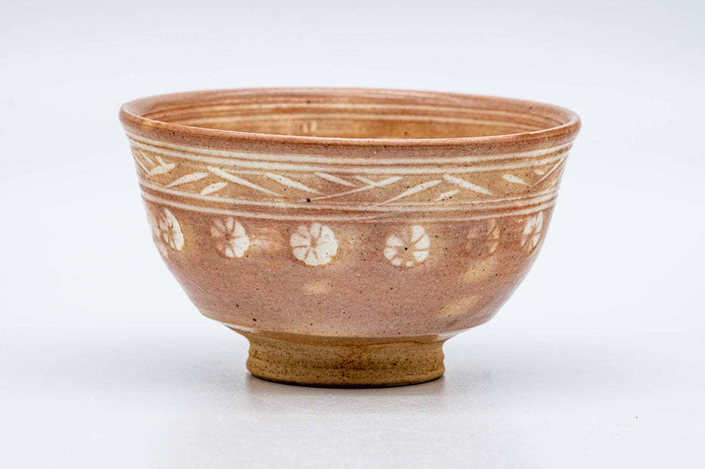 Japanese Matcha Bowl - Small Pink White Glazed Mishima Chawan - 100ml