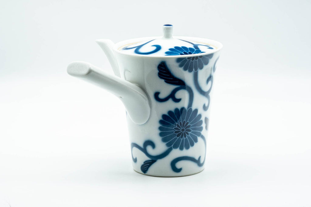 Japanese Kyusu - Blue Floral Arita-yaki Porcelain Debeso Teapot - 300ml