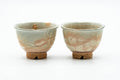 Japanese Teacup - Pair of Dark Beige Pink Spotted Hagi-yaki Yunomi - 130ml
