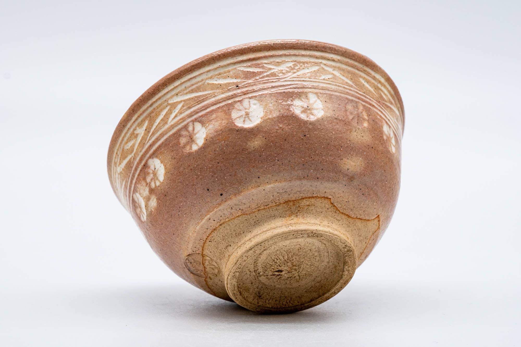 Japanese Matcha Bowl - Small Pink White Glazed Mishima Chawan - 100ml