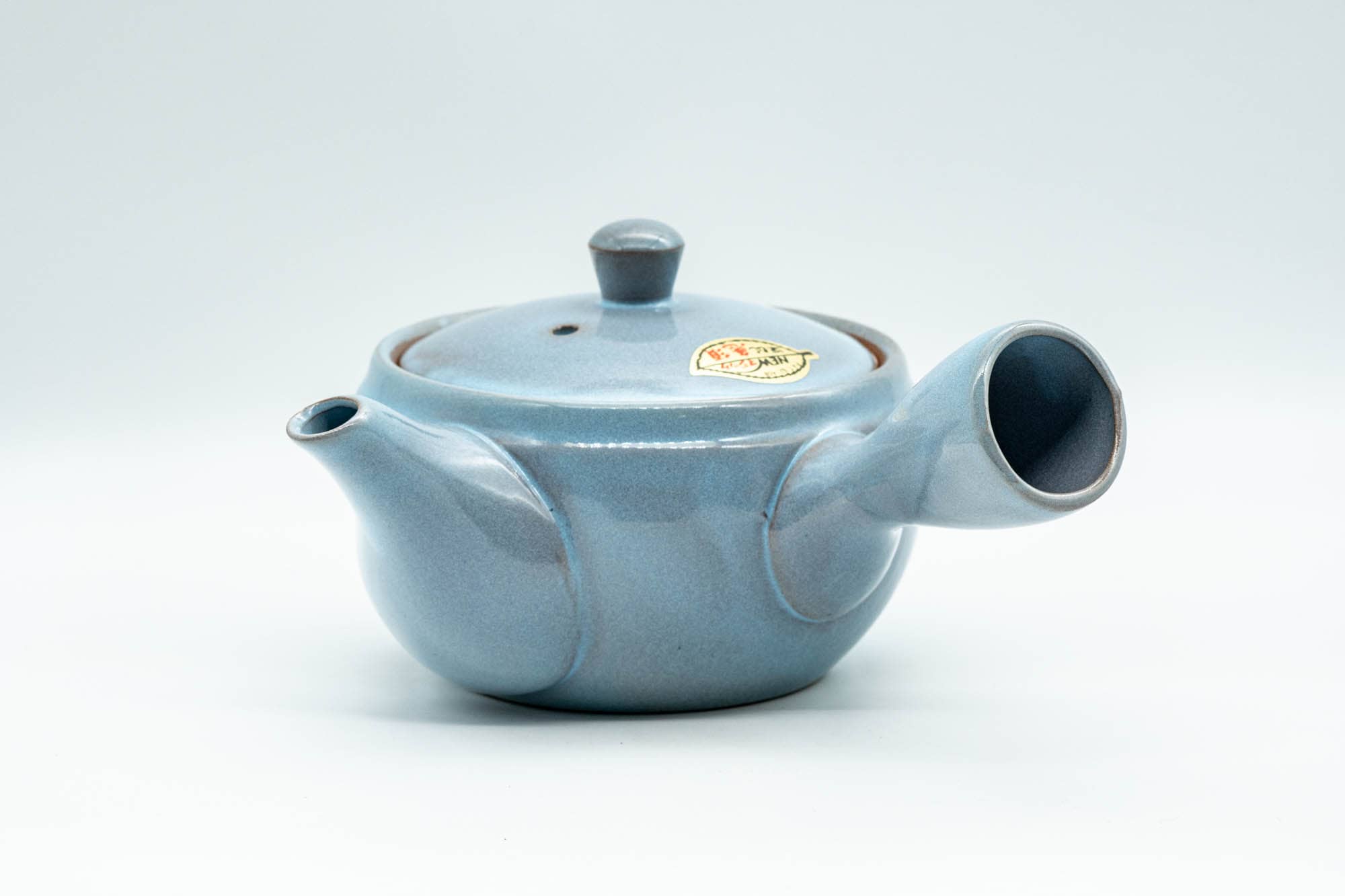 Japanese Tea Set - Floral Sky Blue Kyusu Teapot with 5 Yunomi Teacups