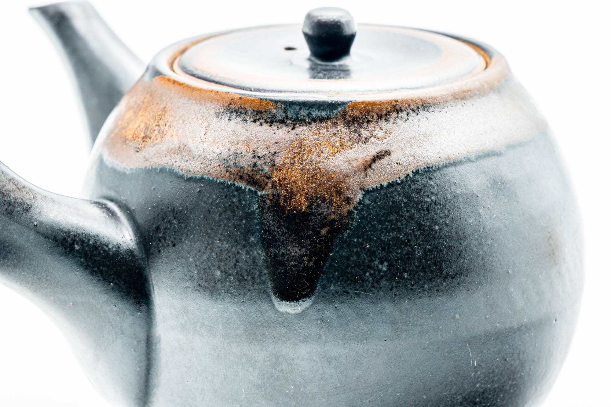 Japanese Kyusu - Matte Black Drip-Glazed Ceramic Filter Teapot - 360ml
