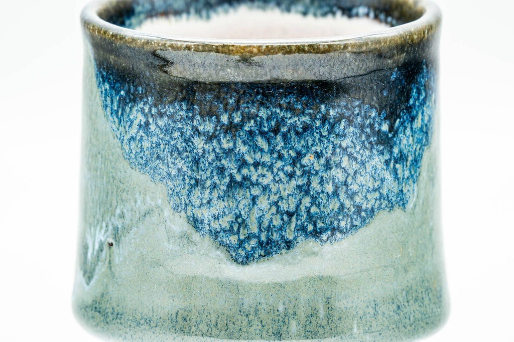 Japanese Teacups - Pair of Hare's Fur Blue and Green Yunomi - 140ml
