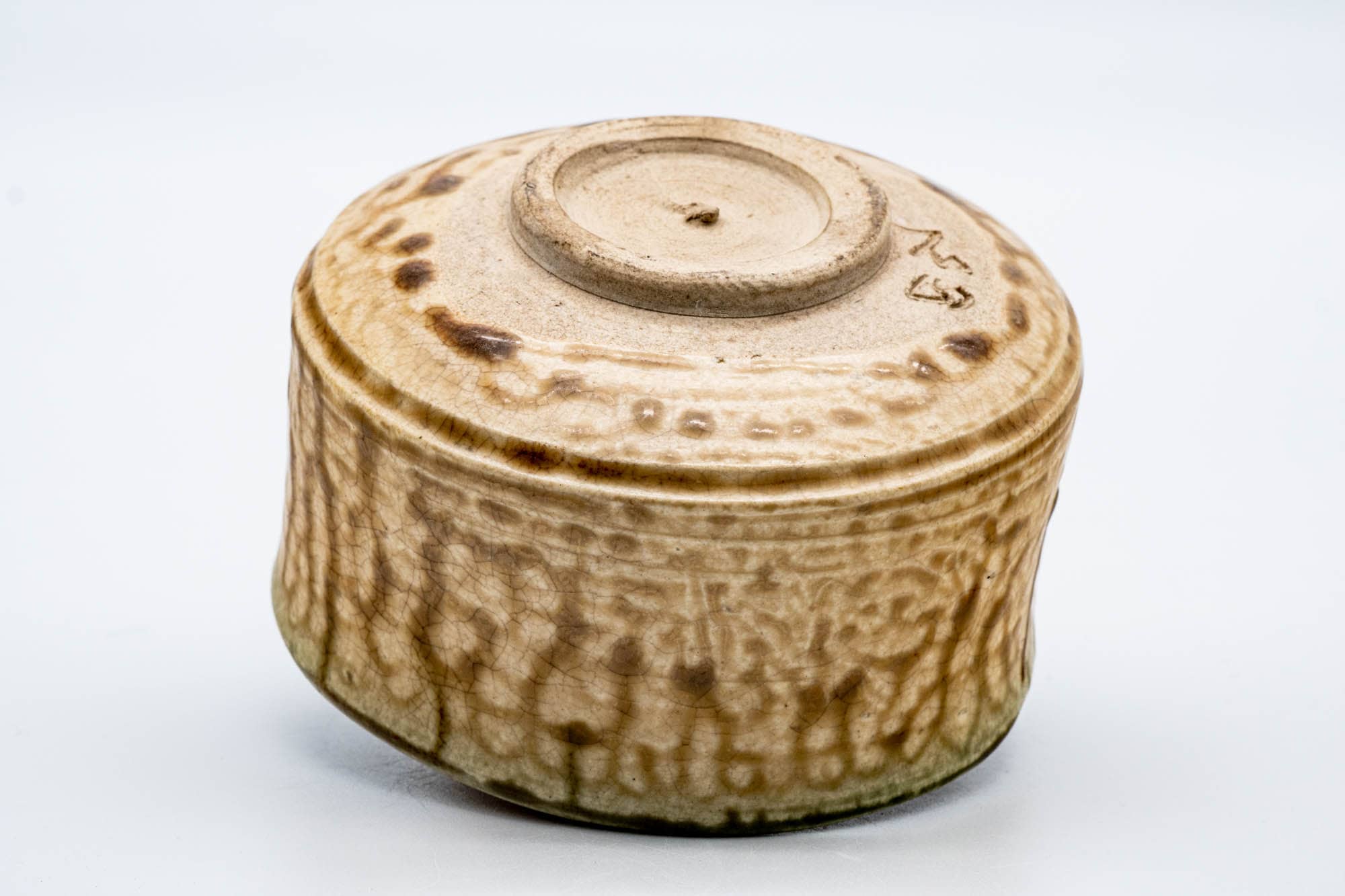 Japanese Matcha Bowl - Beige Drip-Glazed Undulating Chawan - 300ml