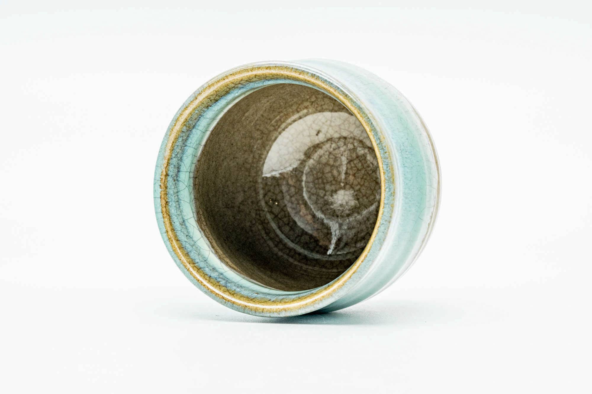 Japanese Teacup - Beige Turquoise Drip-Glazed Weathered Agano-yaki Yunomi - 110ml
