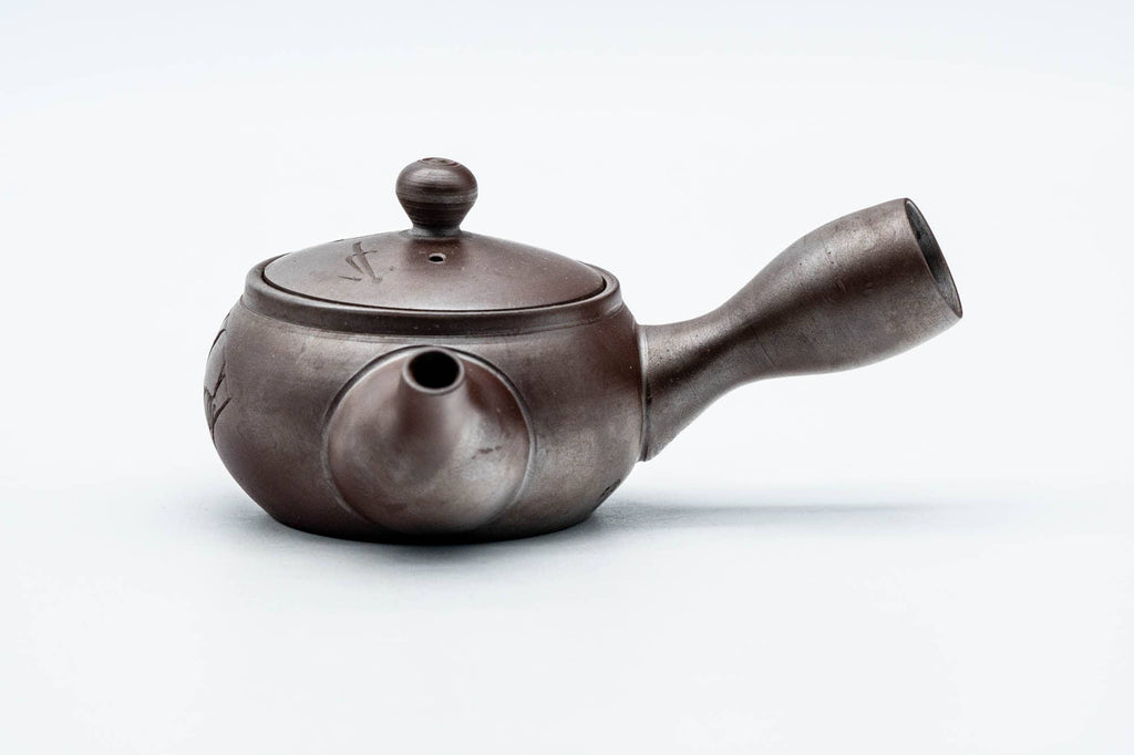 Japanese Kyusu - Floral Engraved Banko-yaki Ceramic Teapot - 120ml