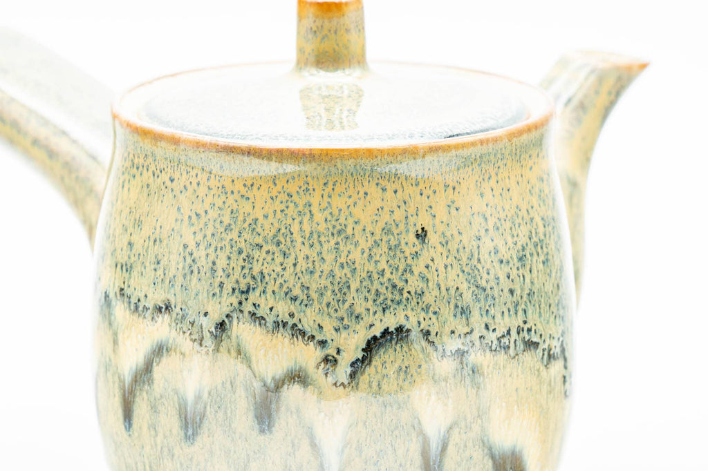 Japanese Kyusu - Green Yellow Drip-Glazed Debeso Teapot - 240ml