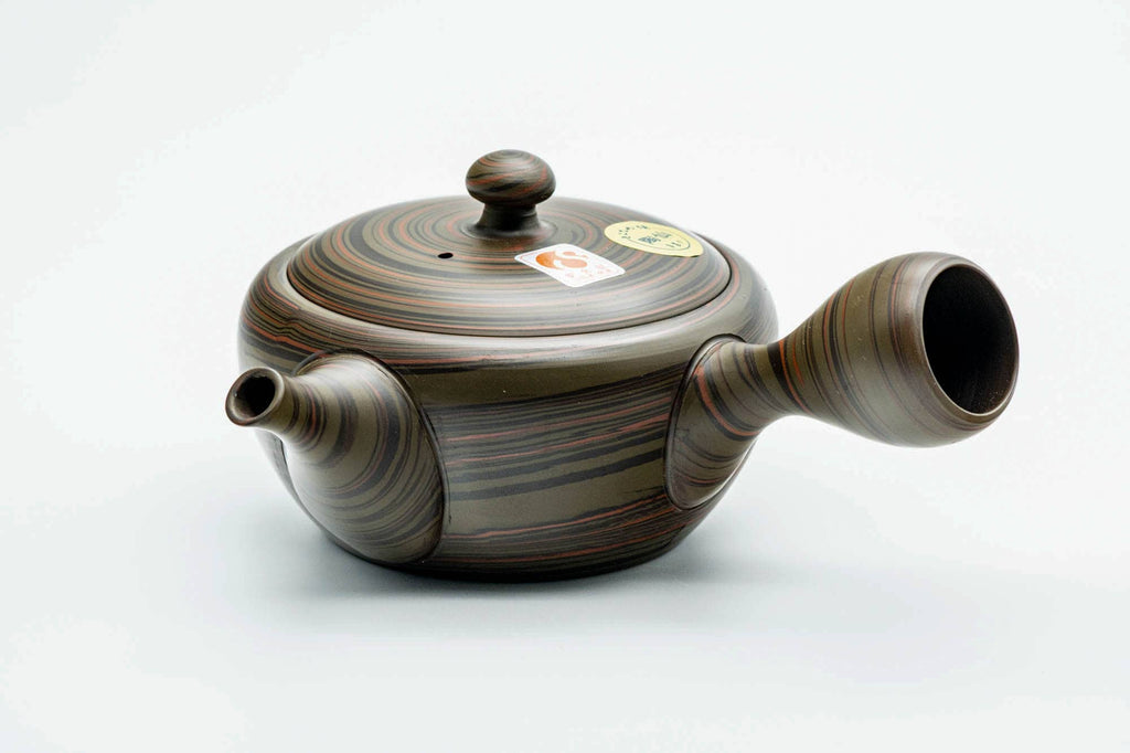 Japanese Kyusu - Dark Green Nerikomi Tokoname-yaki Mesh Teapot - 225ml