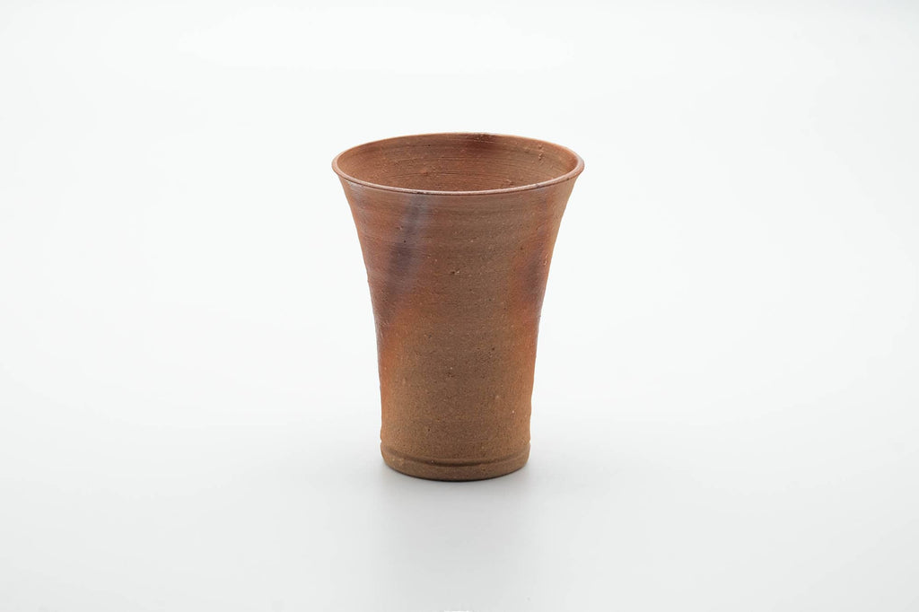 Japanese Teacup - Tall Orange Hidasuki Bizen-yaki Yunomi - 240ml