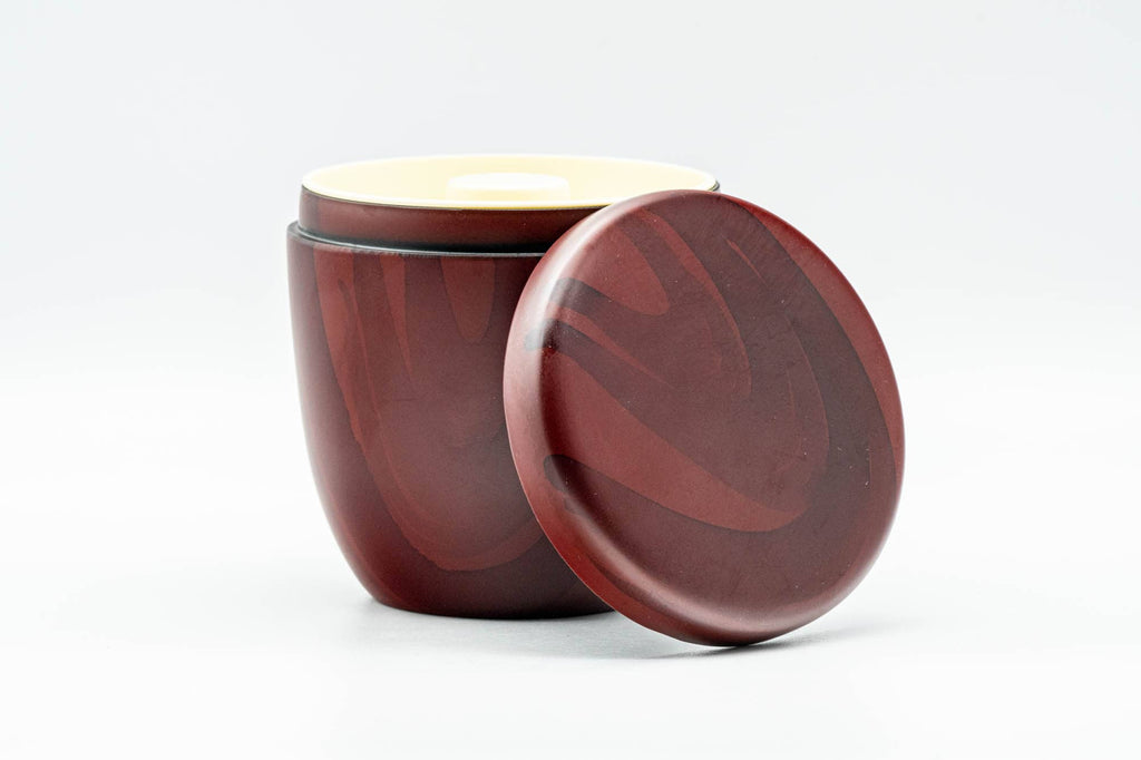 Japanese Chazutsu - Red Wood-Patterned Plastic Tea Canister - 275ml