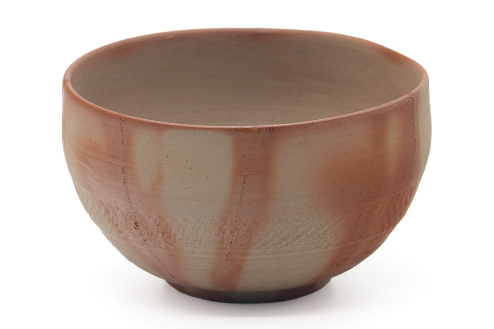 Japanese Matcha Bowl - Orange Hidasuki Rice Straw Bizen-yaki Chawan - 415ml