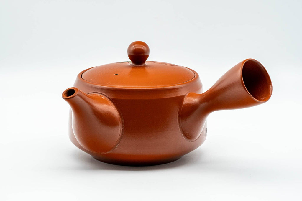 Japanese Kyusu - Grapevine Engraved Tokoname-yaki Obi-ami 360 Mesh Teapot - 370ml