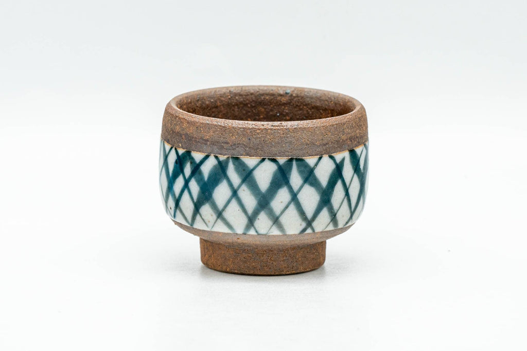 Japanese Teacup - Blue White Checkered Guinomi - 35ml