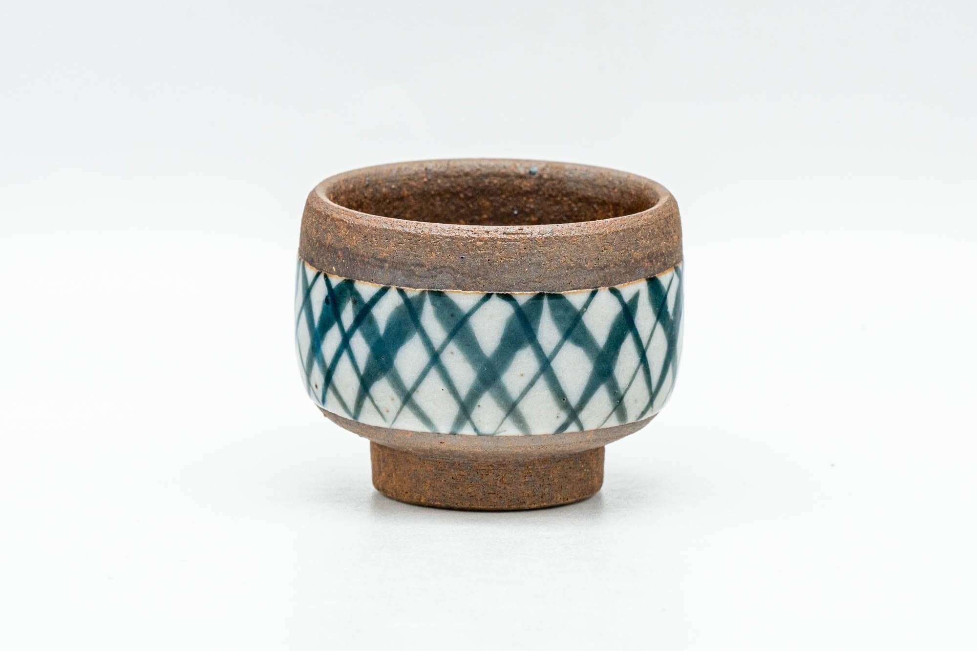 Japanese Teacup - Blue White Checkered Guinomi - 35ml