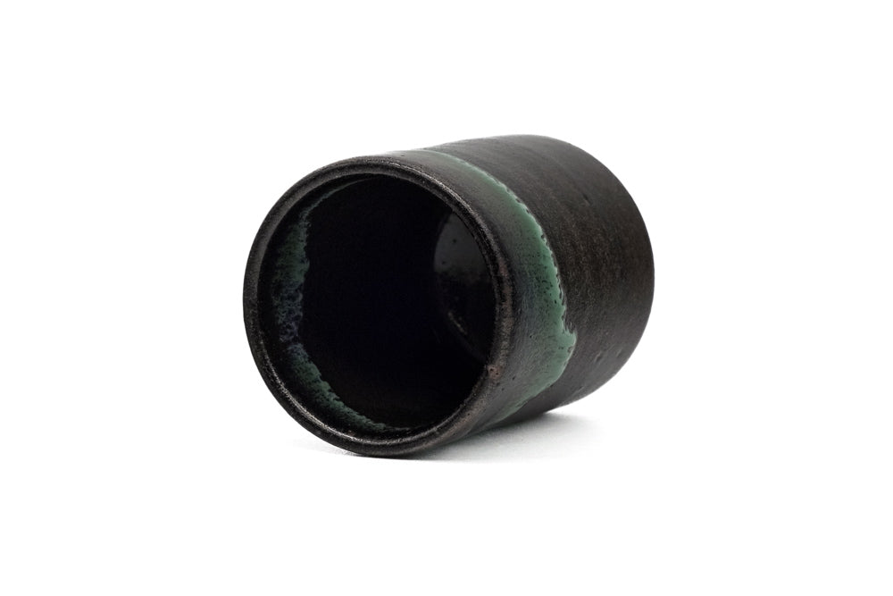Japanese Teacup - Black Turquoise Glazed Agano-yaki Yunomi - 80ml