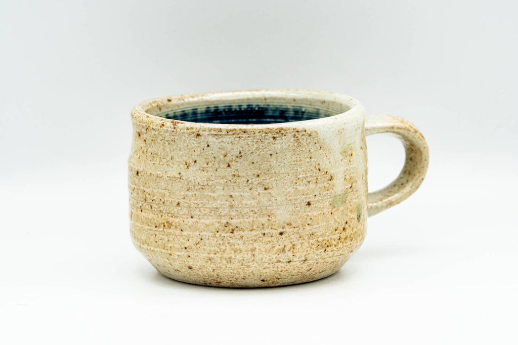 Japanese Teacup - Beige Blue Cerulean Interior Glazed Ushirode Yunomi - 125ml