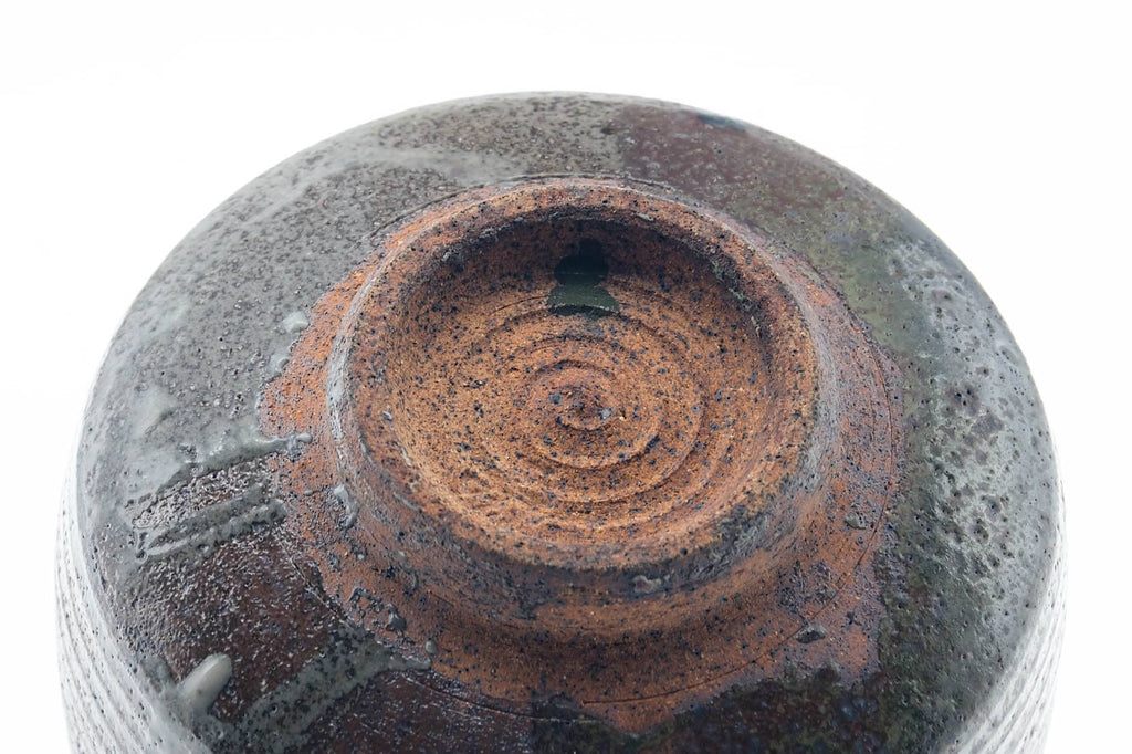 Japanese Matcha Bowl - Earthy Milky Glazed Spiraling Chawan - 300ml