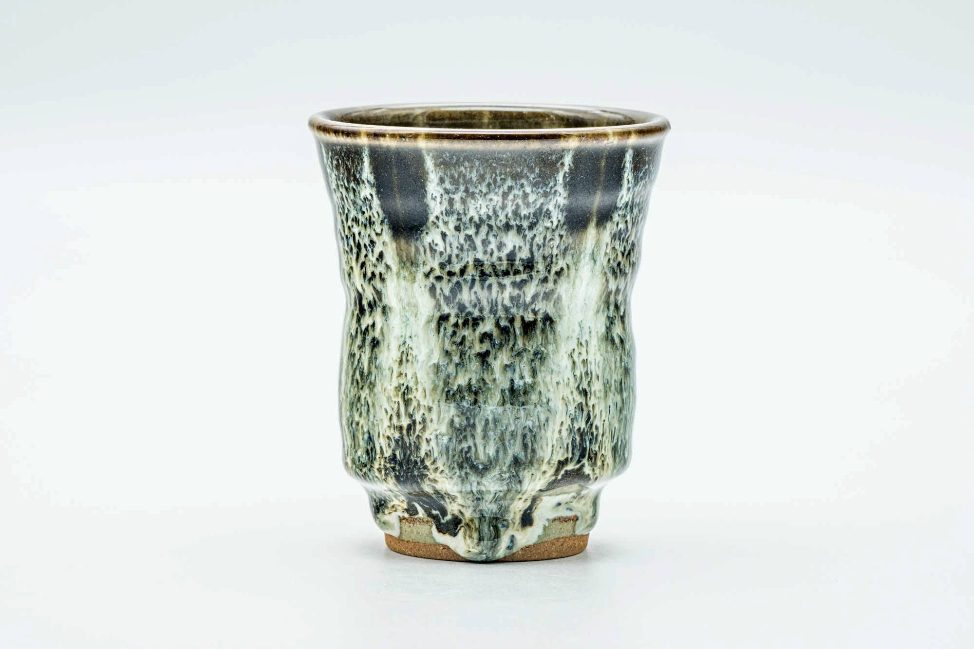 Japanese Teacup - Tall Beige Milky Drip-Glazed Yunomi - 140ml