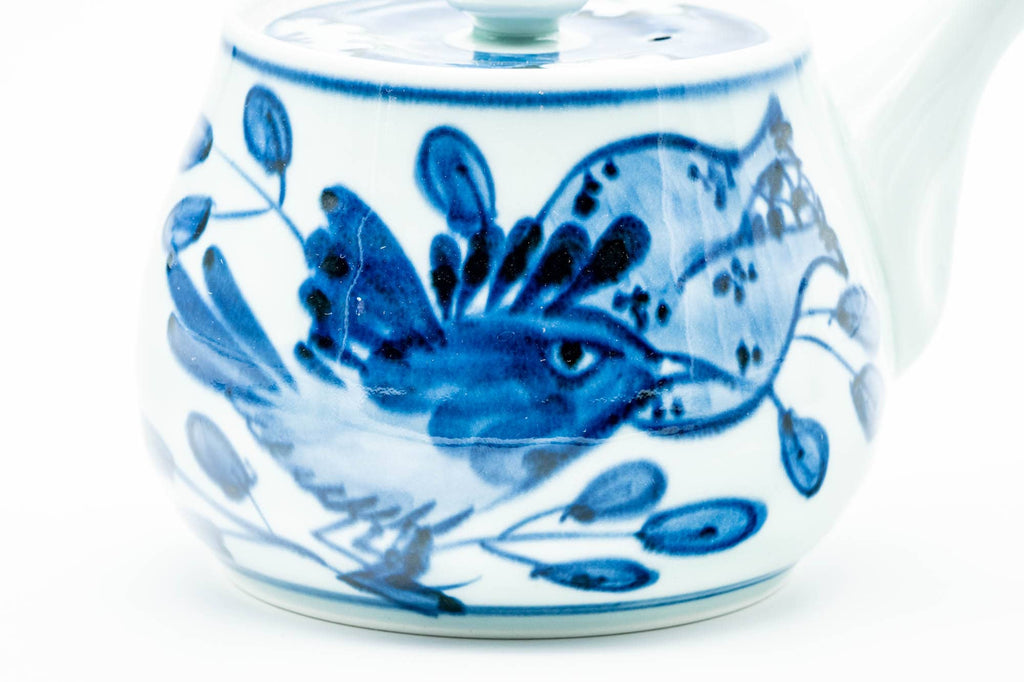 Japanese Kyusu - Blue Floral Arita-yaki Ceramic Filter Teapot - 400ml