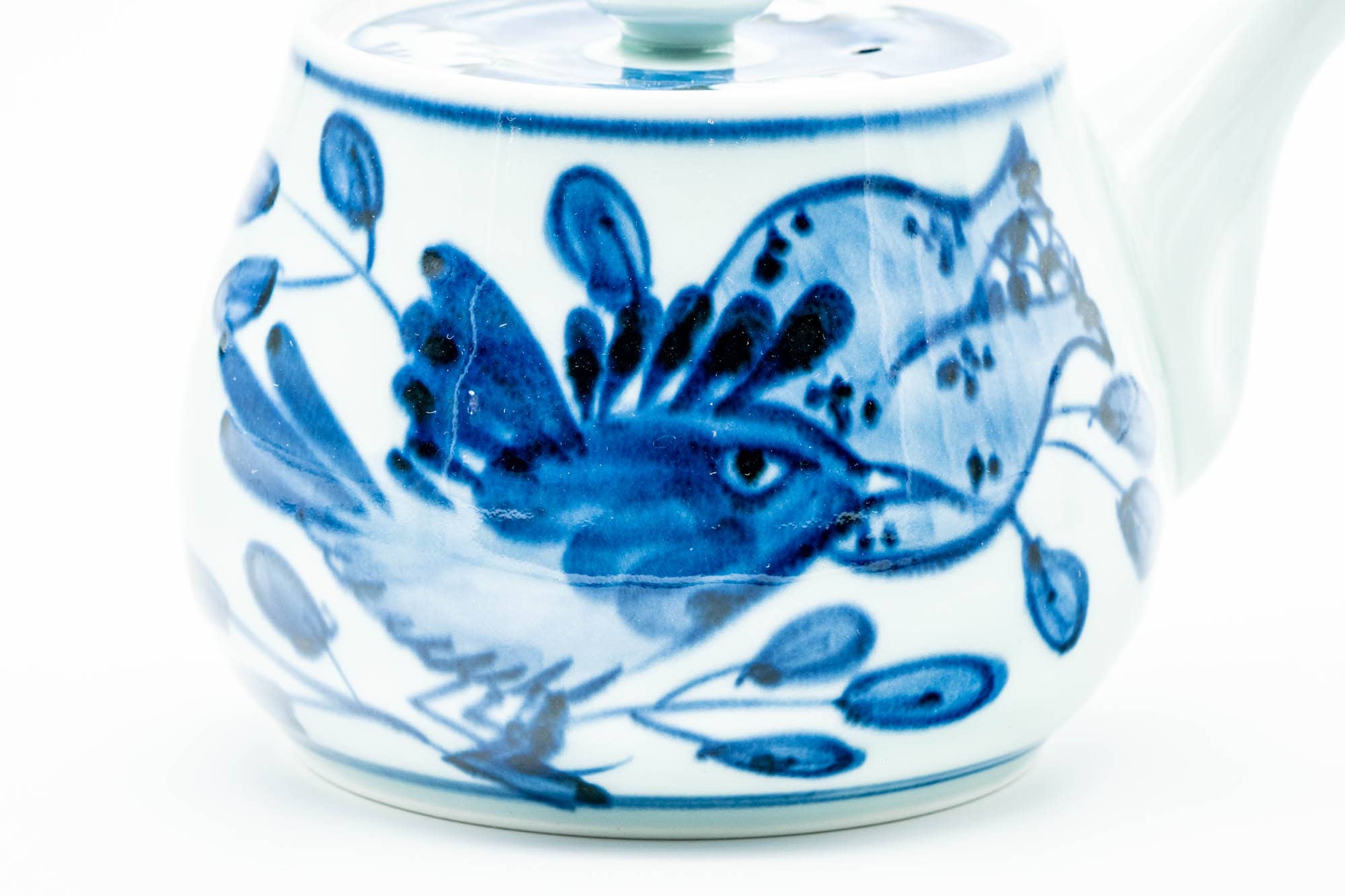 Japanese Kyusu - Blue Floral Arita-yaki Ceramic Filter Teapot - 400ml