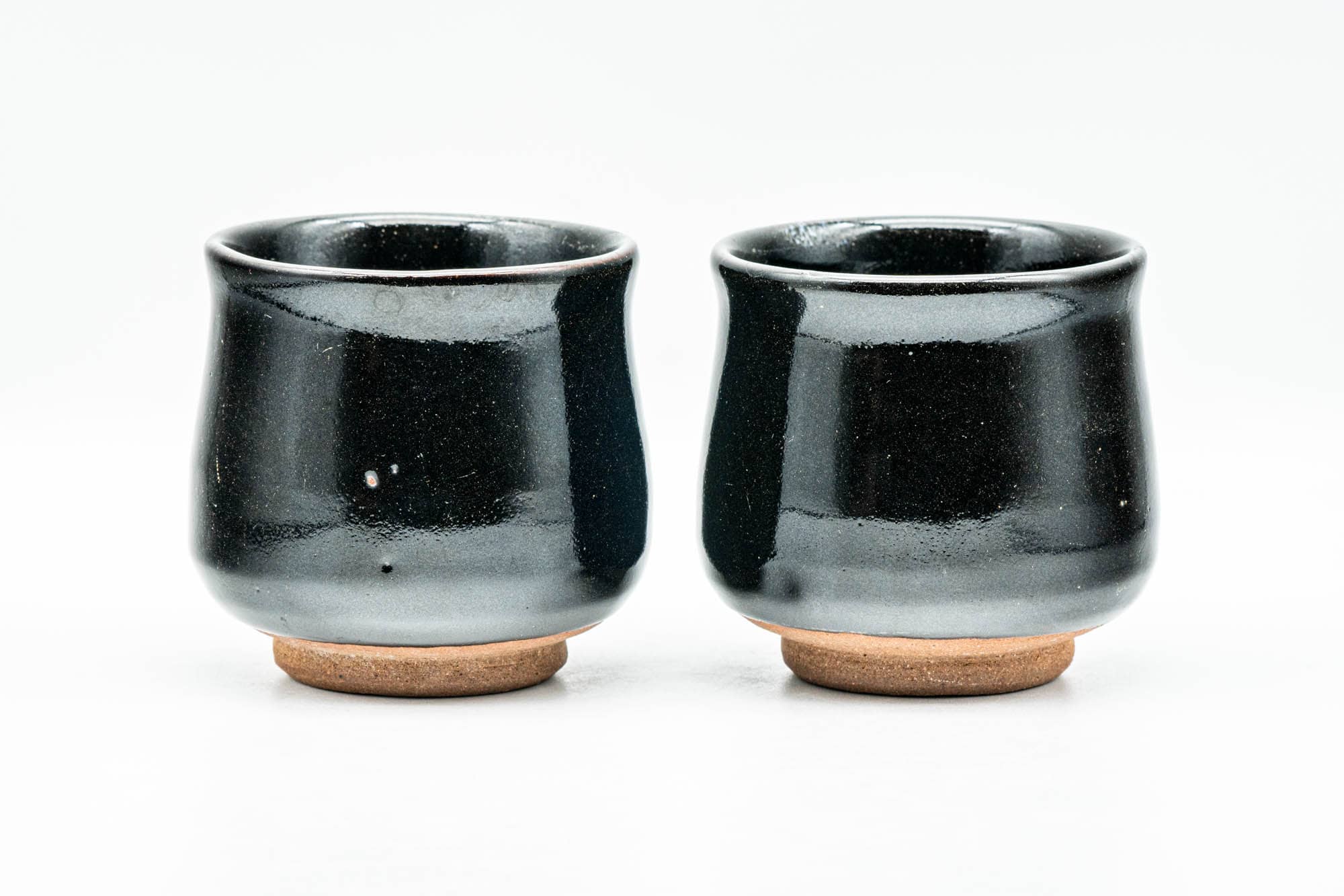 Japanese Teacups - Pair of Jet Black Glazed Yunomi - 130ml