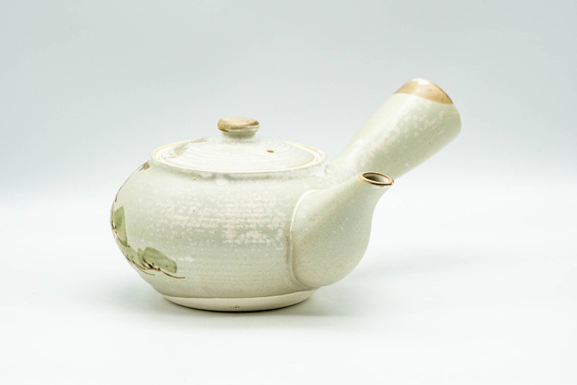 Japanese Kyusu - Beige Foliage Kiyomizu-yaki Debeso Teapot - 300ml