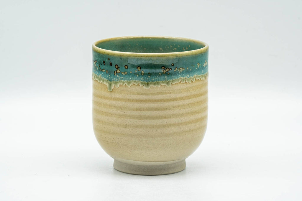Japanese Teacup - Beige Speckled Teal Agano-yaki Yunomi - 150ml