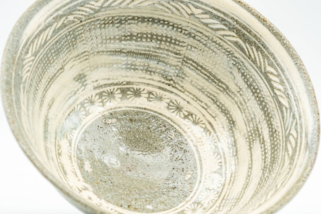 Japanese Matcha Bowl - Floral Mishima Komogai-gata Korean-style Chawan - 200ml